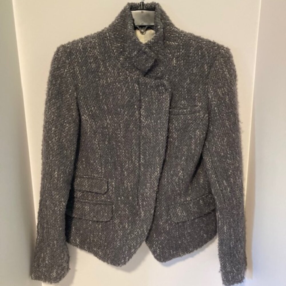 Banana Republic Women's Gray Boucle Zip Up Jacket - Size 8